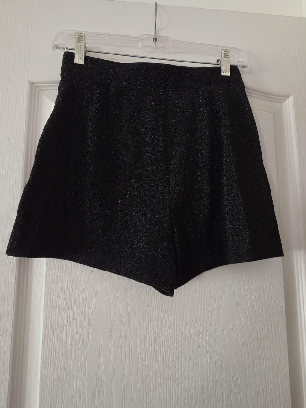 Express Black Glitter High-Waist Shorts